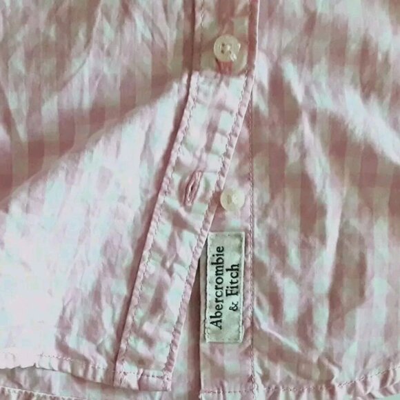 Abercrombie Fitch Womens Small Pastel Pink White Plaid Button Up Shirt A&F - Picture 6 of 9